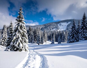 Fototapeta premium Snowy mountain path (1)