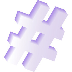 Fototapeta premium Three Dimensional Purple Hashtag Symbol Over White Background With Subtle Gradient Lighting Creating Depth And A Modern Feel