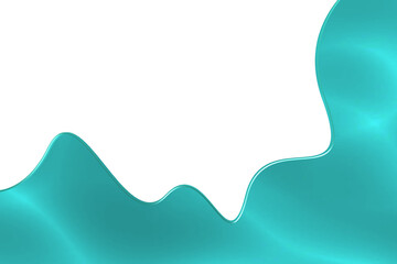 Abstract teal liquid wave shape on a white background, modern fluid design element