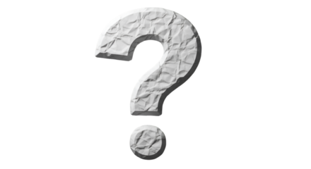 Crumpled Paper Question Mark on Black Background