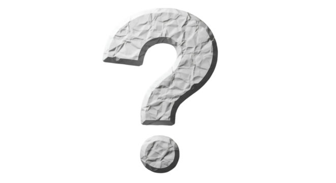 Crumpled Paper Question Mark on Black Background