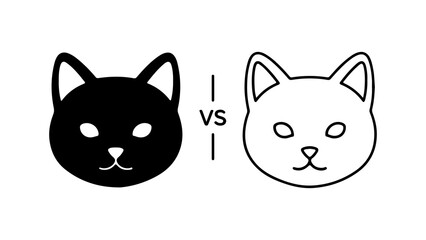 Fototapeta premium Black and white cat faces with transparent background