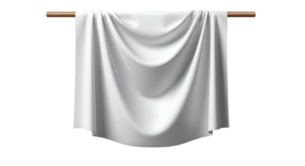 White Fabric Draped Over Wooden Rod