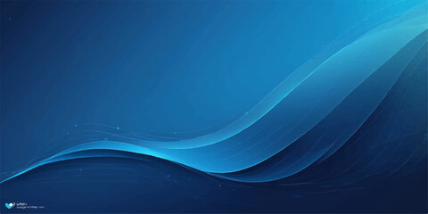 Abstract blue wave design vector illustration with dynamic light and flowing lines