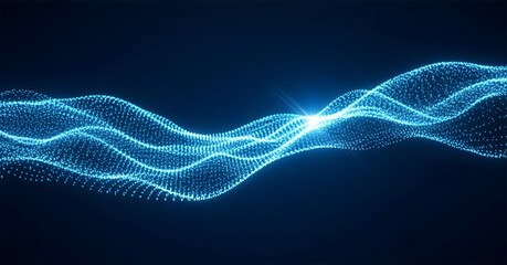 Fototapeta premium Luminous AI Data Wave Abstract Background