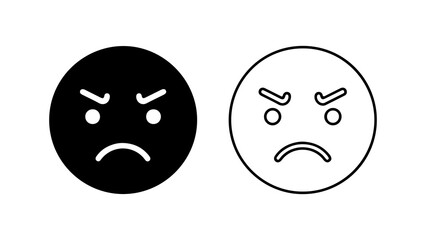 Fototapeta premium Angry face icons with outline and solid fill