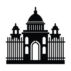 Government building gate vector silhouette