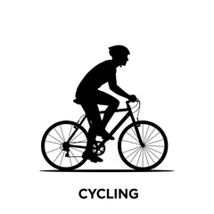 Naklejka premium Silhouette of cyclist on bicycle representing activity and movement