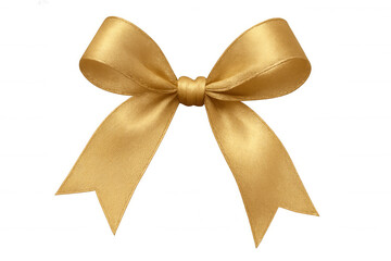 Fototapeta premium Gold satin bow creating a beautiful knot for gift wrapping, celebrating holidays and special events, transparent background