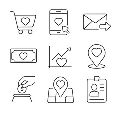 Digital donation giving Tuesday technology vector icons set