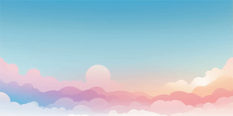 Fototapeta premium Beautiful summer sunset sky with bright pink and orange clouds