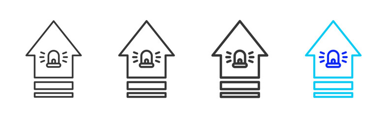Alert Escalation icon set collection in creative outline style for business featuring multiple thickness variations suitable for crisis management 