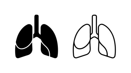 Human lungs anatomy outline with transparent background