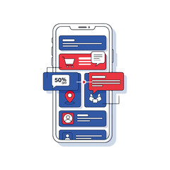 Digital smartphone interface displaying diverse online notifications