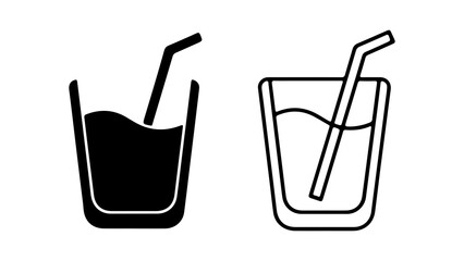 Drink in glass with straw with transparent background