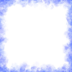 Blue smoky square frame with transparent background and soft cloudy edges for modern abstract digital compositions