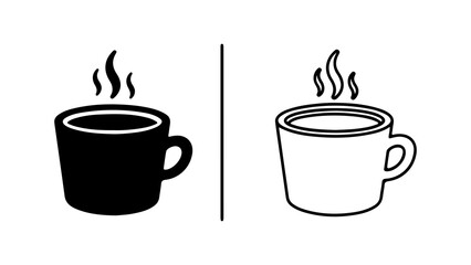 Hot beverage cups with steam with transparent background