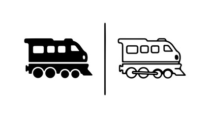 Train icons set with transparent background