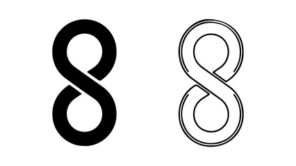 Infinity symbol outline and solid with transparent background