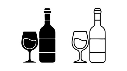 Wine bottle and glass with transparent background