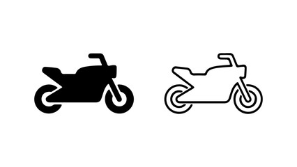 Fototapeta premium Motorcycle icons with outline and solid fill with transparent background