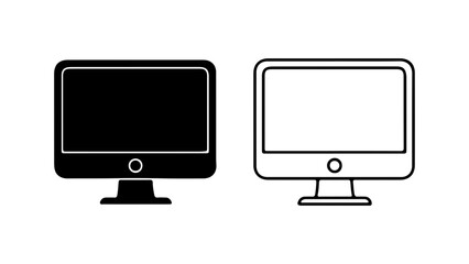 Computer monitors with outline and solid fill with transparent background