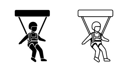 Ziplining person outline with transparent background