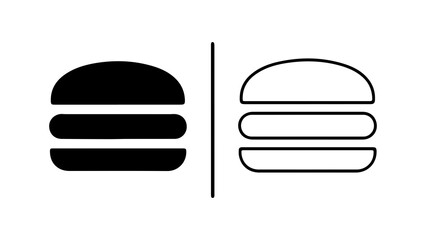 Burger icons with outline and solid fill with transparent background