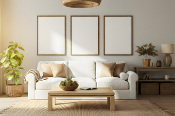 Cozy living room with armchair and picture frames