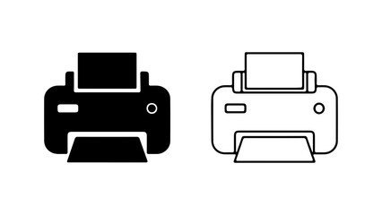 Printer icon set with transparent background