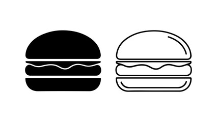 Fototapeta premium Burger icons with outline and solid fill