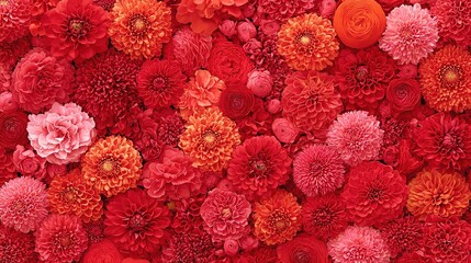 Peony Chrysanthemum Floral Close-up in Pink Orange Tones Elegant Background
