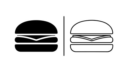 Burger icon split black and white with transparent background