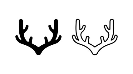 Deer antlers outline and solid with transparent background
