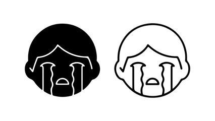 Crying face icons with transparent background