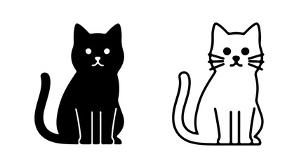 Black and white cat icons with transparent background