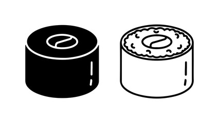 Sushi roll icon with and without wrap with transparent background