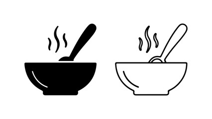 Bowl of soup with spoon with transparent background