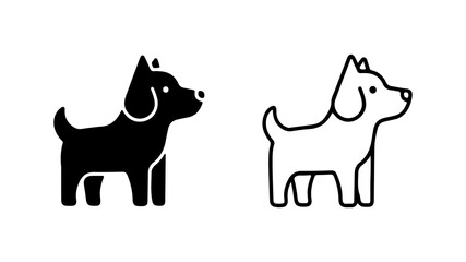 Dog icons with outline and solid fill with transparent background