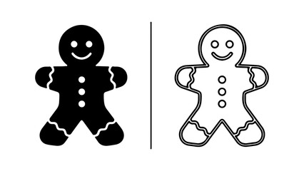 Gingerbread man icons with transparent background