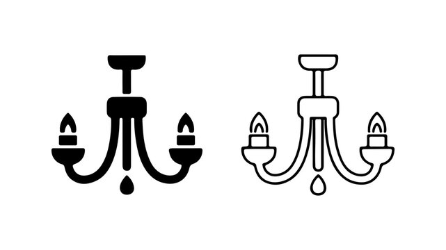 Antique chandelier outline with transparent background