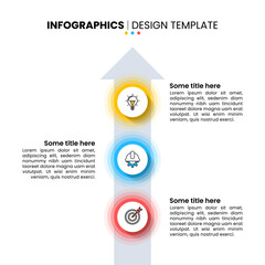 Infographic template. Arrow with 3 glowing circles