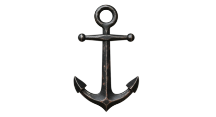 Vintage Metal Anchor Isolated on Black Background