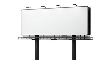 Blank Billboard with Lights on Black Background