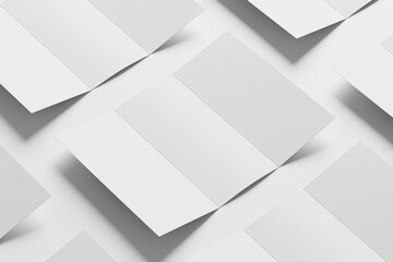 A4 Trifold Brochure White Blank 3D Rendering Mockup