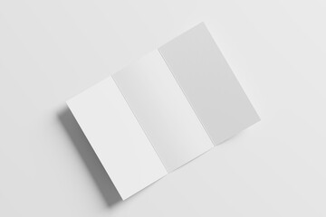 A4 Trifold Brochure White Blank 3D Rendering Mockup