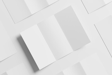 A4 Trifold Brochure White Blank 3D Rendering Mockup