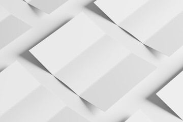 A4 Trifold Brochure White Blank 3D Rendering Mockup