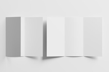 A4 Trifold Brochure White Blank 3D Rendering Mockup