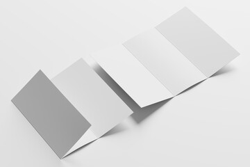 A4 Trifold Brochure White Blank 3D Rendering Mockup